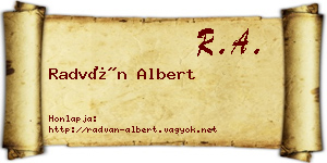 Radván Albert névjegykártya