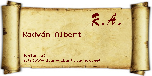 Radván Albert névjegykártya