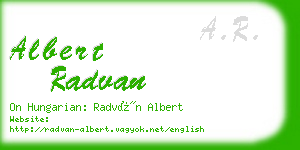 albert radvan business card